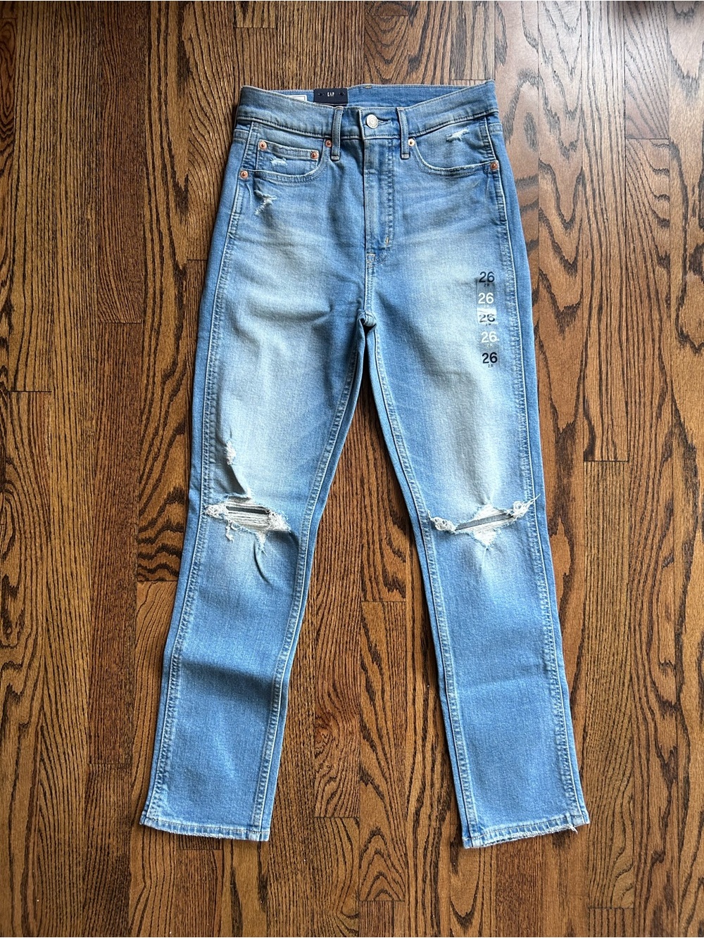 GAP Vintage Slim High Rise Light Blue Ripped Skinny Jeans